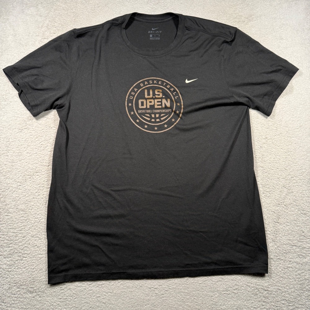 Nike T-Shirt Mens XL Black USA Basketball US Open Dri-Fit Graphic Tee 918833-010